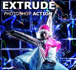 PS动作－线光叠影：Extrude Photoshop Action